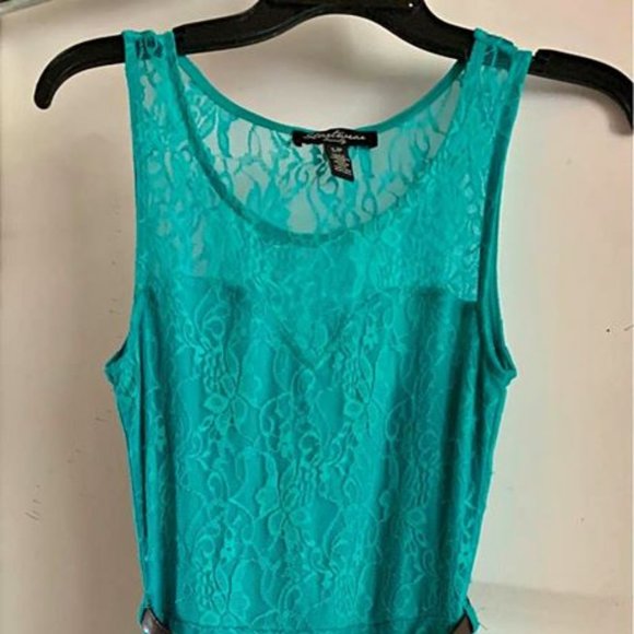 Teal lace mini summer dress - Picture 4 of 5
